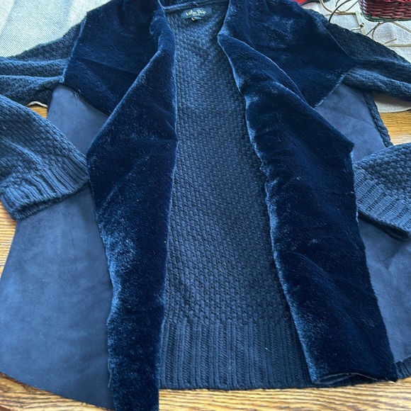 Melissa Paige black open front drape style cardigan.  Sweater back. Size XLP - Picture 5 of 10